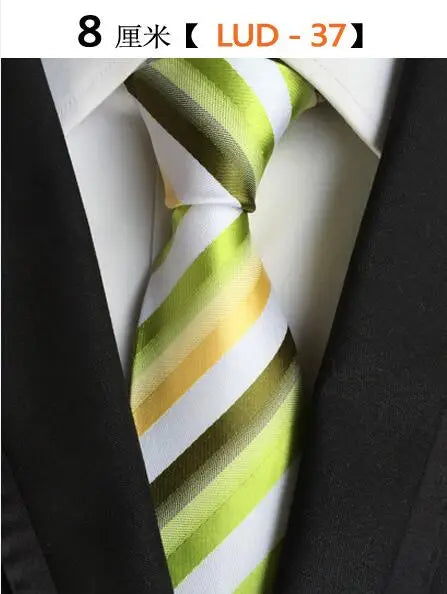 Ricnais Fashion Trend Men Tie 100% Jacquard Woven Silk Mens Ties Necktie 8cm Striped Ties for Men Business Suit Wedding Party