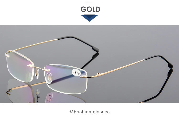 VCKA Rimless Reading Glasses Men Titanium Alloy Fold  Women Square Eyeglasses Presbyopic Frameless Eyewear +1.0 +1.5 +2.0 +2.5