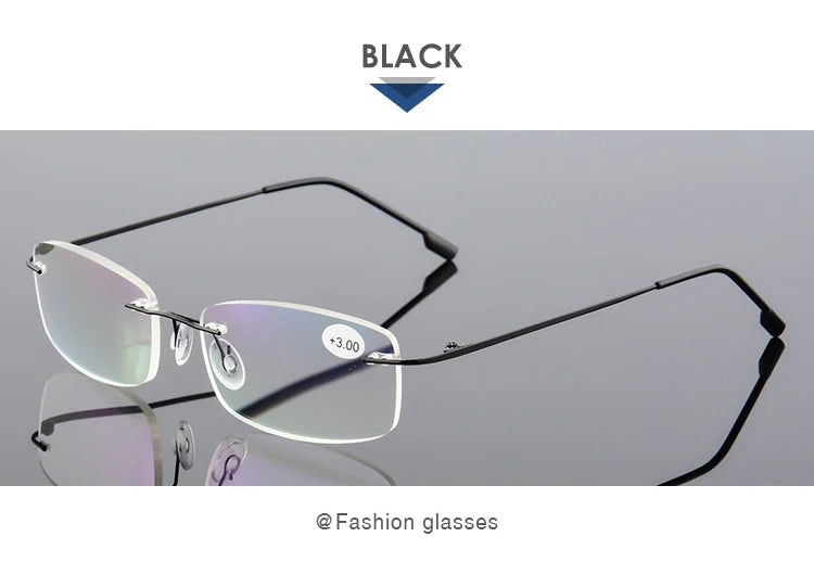 VCKA Rimless Reading Glasses Men Titanium Alloy Fold  Women Square Eyeglasses Presbyopic Frameless Eyewear +1.0 +1.5 +2.0 +2.5