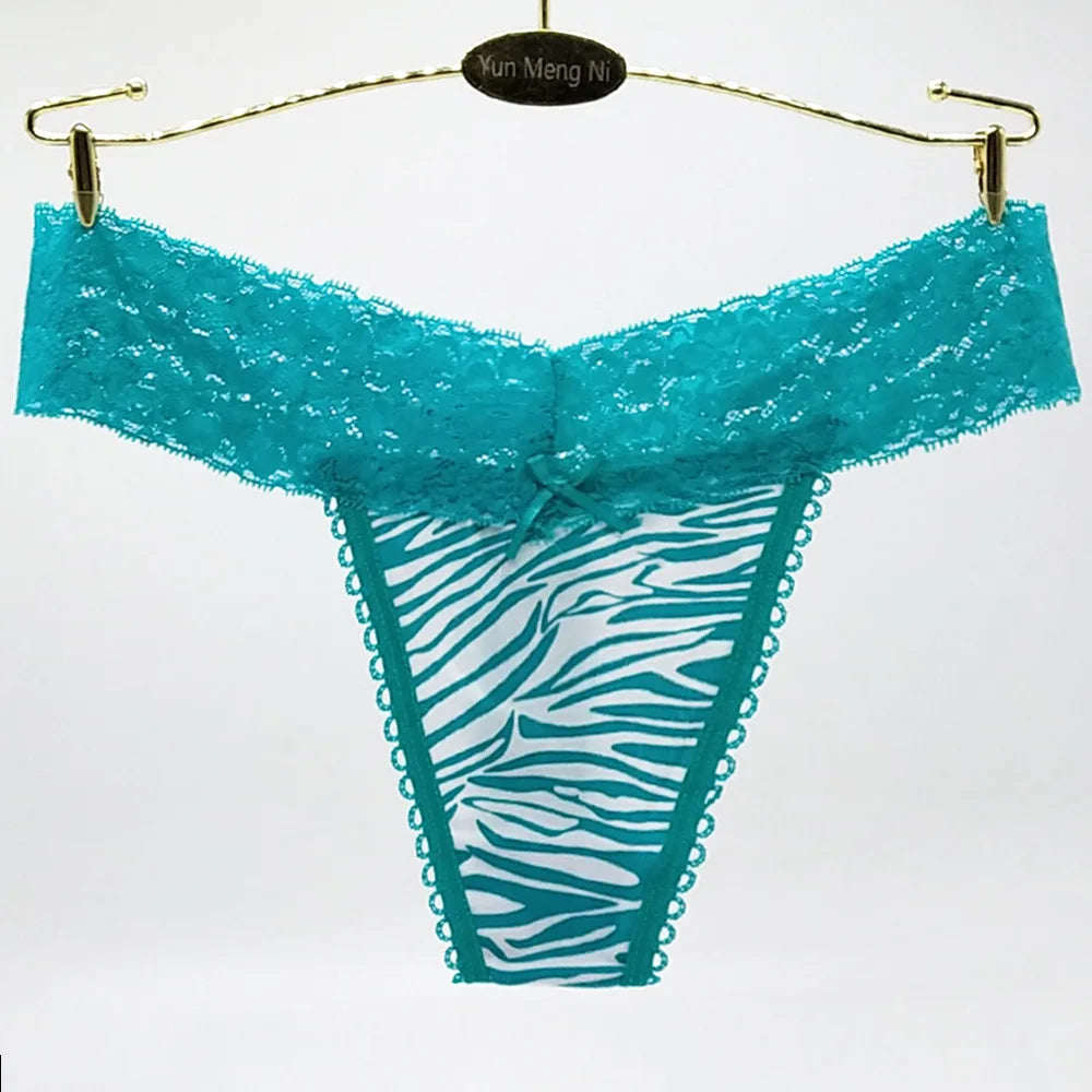 Hot Selling 1pc/Lot Women's Lace Panties Girl Briefs Sexy Spot Zebra Pattern G-string Underwear Thong 87205