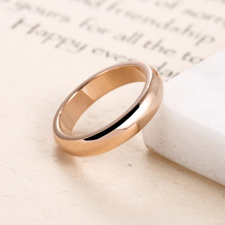 High quality 4mm Wholesale Simple Ring Fashion Rose Gold Ring Men's and Women's Exclusive Couple Wedding Ring