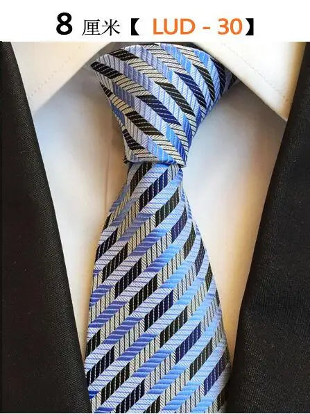 Ricnais Fashion Trend Men Tie 100% Jacquard Woven Silk Mens Ties Necktie 8cm Striped Ties for Men Business Suit Wedding Party