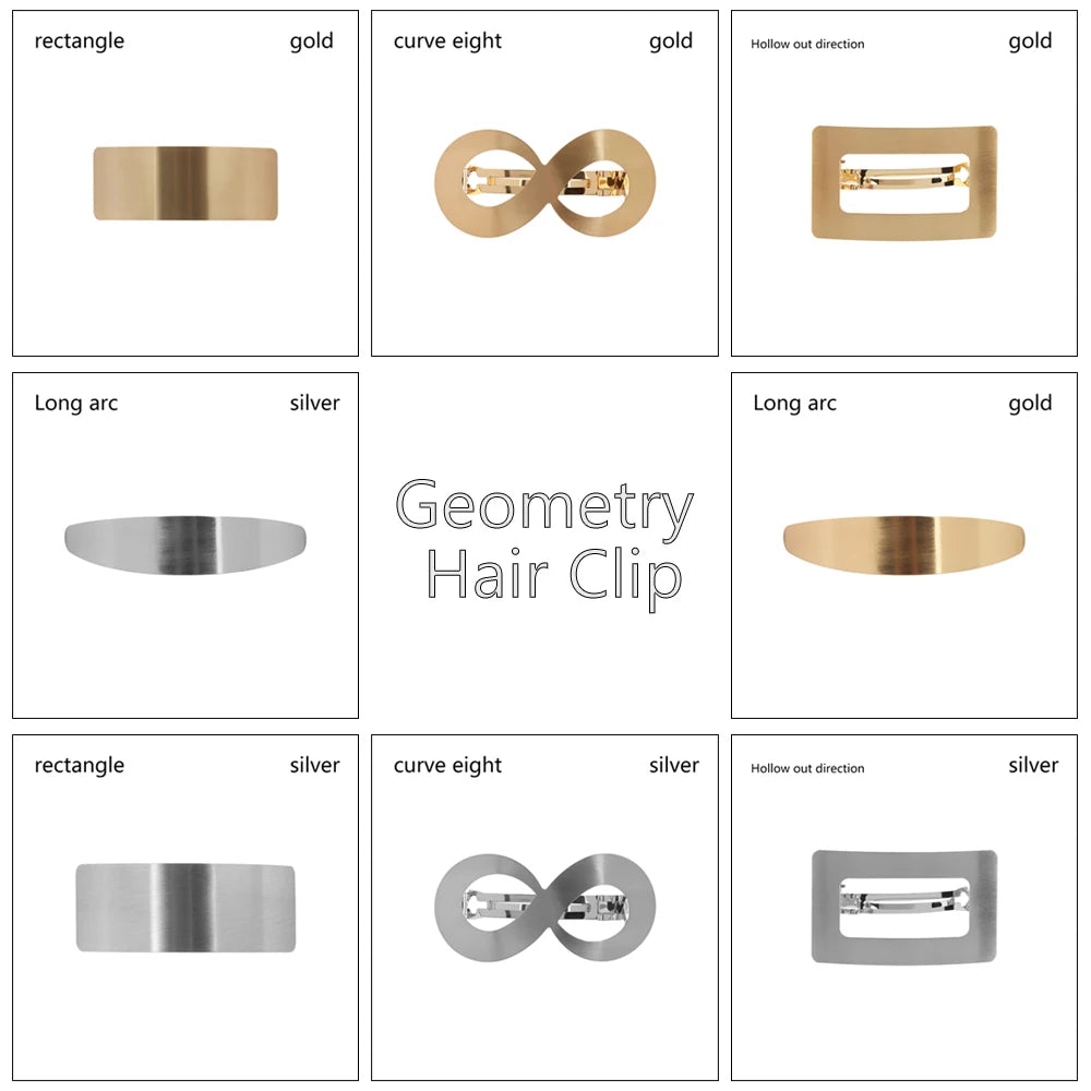 Chic Metal Geometric Hair Clip Square Rectangle Barrettes Hairpin Barrette Hair Claws Women Girls Fashion Hair Accessories Gifts