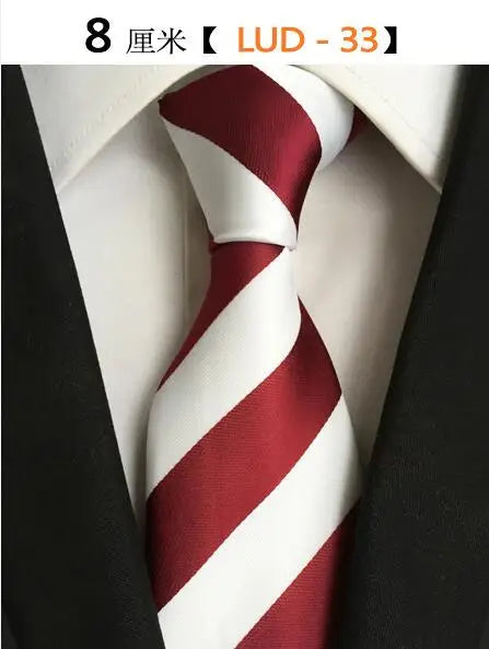 Ricnais Fashion Trend Men Tie 100% Jacquard Woven Silk Mens Ties Necktie 8cm Striped Ties for Men Business Suit Wedding Party