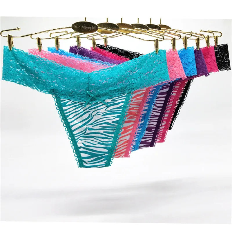 Hot Selling 1pc/Lot Women's Lace Panties Girl Briefs Sexy Spot Zebra Pattern G-string Underwear Thong 87205