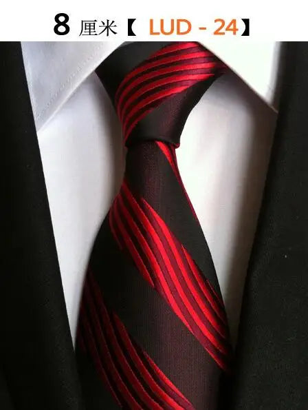 Ricnais Fashion Trend Men Tie 100% Jacquard Woven Silk Mens Ties Necktie 8cm Striped Ties for Men Business Suit Wedding Party