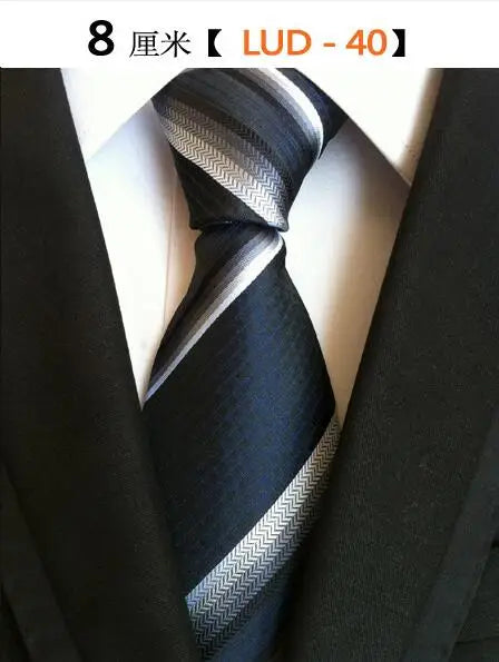 Ricnais Fashion Trend Men Tie 100% Jacquard Woven Silk Mens Ties Necktie 8cm Striped Ties for Men Business Suit Wedding Party