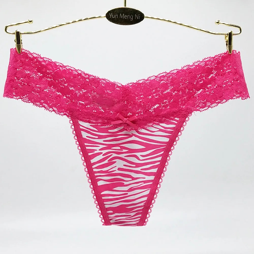 Hot Selling 1pc/Lot Women's Lace Panties Girl Briefs Sexy Spot Zebra Pattern G-string Underwear Thong 87205
