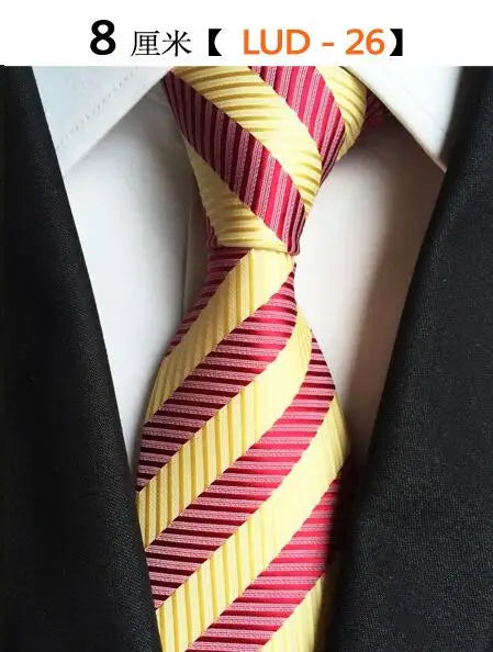 Ricnais Fashion Trend Men Tie 100% Jacquard Woven Silk Mens Ties Necktie 8cm Striped Ties for Men Business Suit Wedding Party