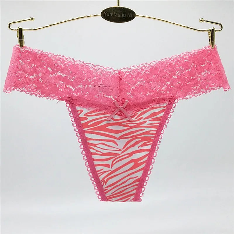 Hot Selling 1pc/Lot Women's Lace Panties Girl Briefs Sexy Spot Zebra Pattern G-string Underwear Thong 87205