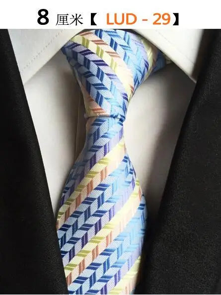 Ricnais Fashion Trend Men Tie 100% Jacquard Woven Silk Mens Ties Necktie 8cm Striped Ties for Men Business Suit Wedding Party
