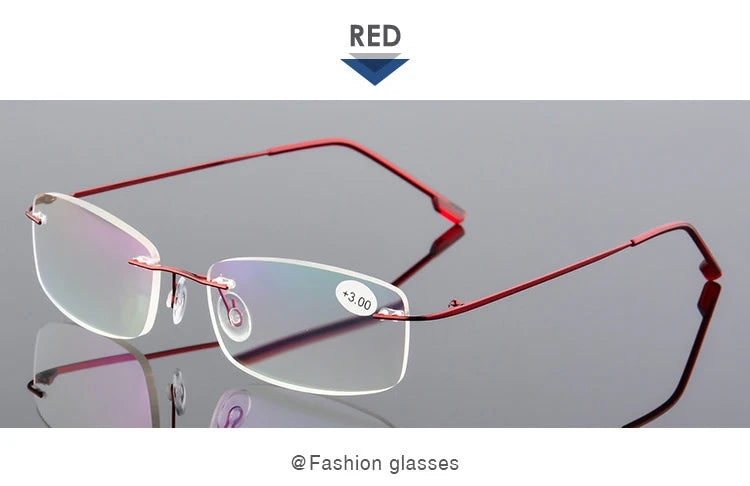 VCKA Rimless Reading Glasses Men Titanium Alloy Fold  Women Square Eyeglasses Presbyopic Frameless Eyewear +1.0 +1.5 +2.0 +2.5