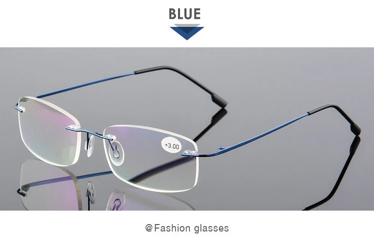 VCKA Rimless Reading Glasses Men Titanium Alloy Fold  Women Square Eyeglasses Presbyopic Frameless Eyewear +1.0 +1.5 +2.0 +2.5
