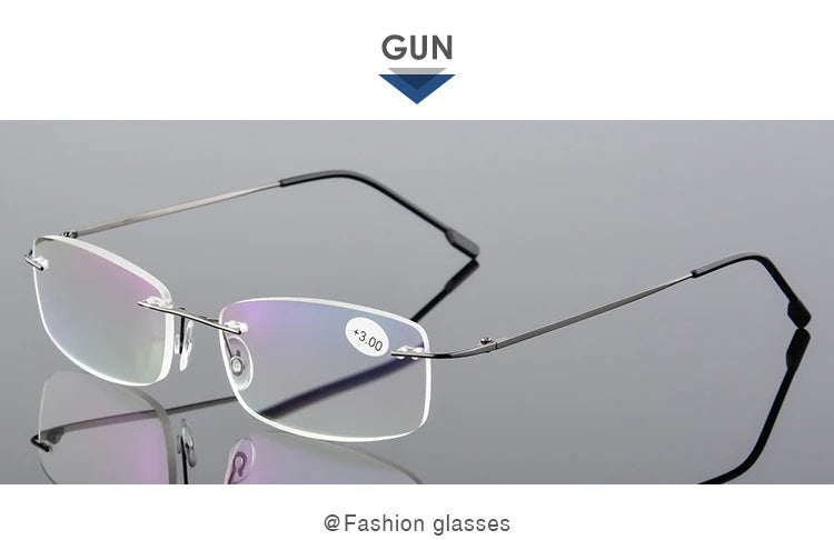 VCKA Rimless Reading Glasses Men Titanium Alloy Fold  Women Square Eyeglasses Presbyopic Frameless Eyewear +1.0 +1.5 +2.0 +2.5