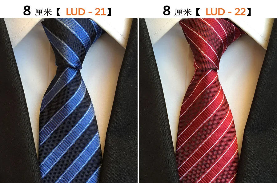Ricnais Fashion Trend Men Tie 100% Jacquard Woven Silk Mens Ties Necktie 8cm Striped Ties for Men Business Suit Wedding Party