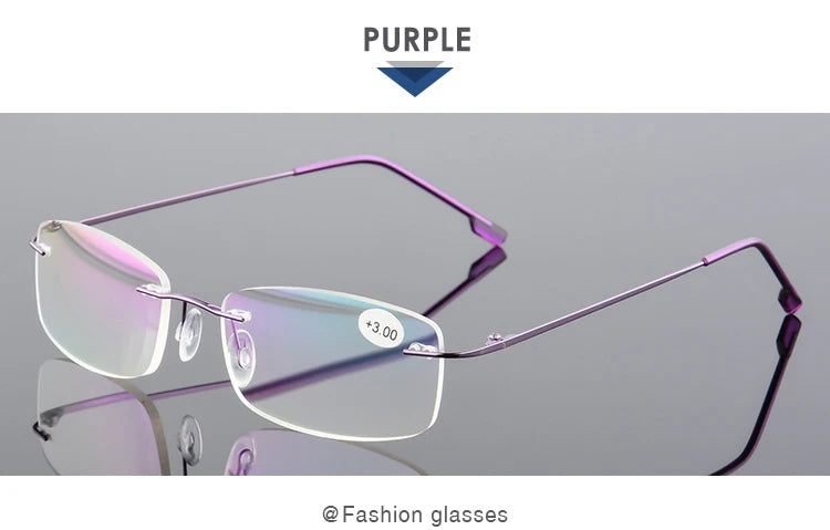 VCKA Rimless Reading Glasses Men Titanium Alloy Fold  Women Square Eyeglasses Presbyopic Frameless Eyewear +1.0 +1.5 +2.0 +2.5