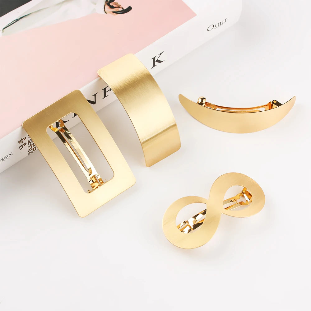 Chic Metal Geometric Hair Clip Square Rectangle Barrettes Hairpin Barrette Hair Claws Women Girls Fashion Hair Accessories Gifts