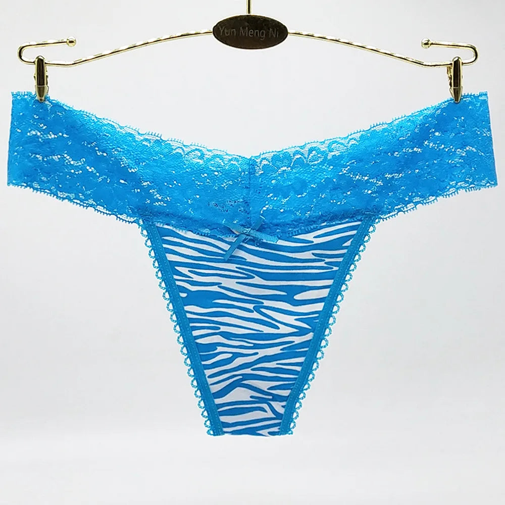 Hot Selling 1pc/Lot Women's Lace Panties Girl Briefs Sexy Spot Zebra Pattern G-string Underwear Thong 87205