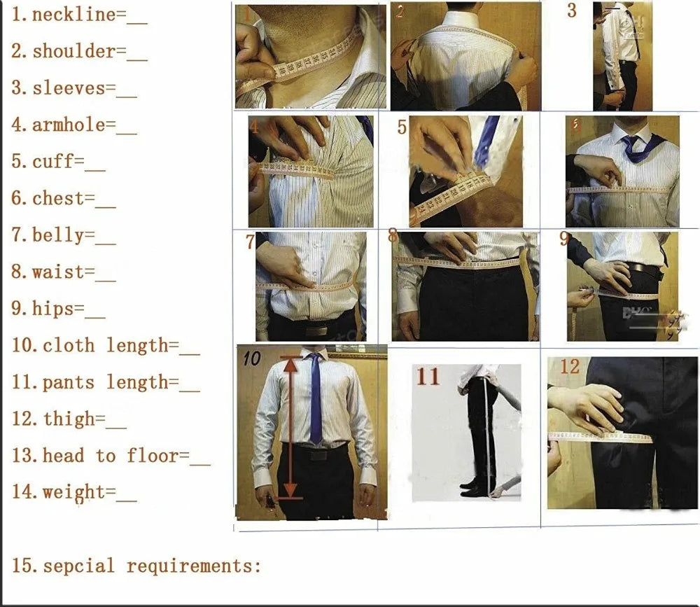 New Men Suits Set Tuxedos Wedding Dress Casual Blazer Jacket Vest Pants Tailor-Made Clothes Costume Homme