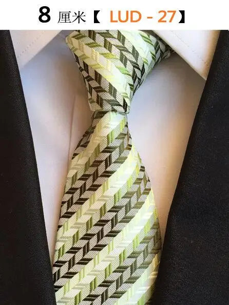 Ricnais Fashion Trend Men Tie 100% Jacquard Woven Silk Mens Ties Necktie 8cm Striped Ties for Men Business Suit Wedding Party