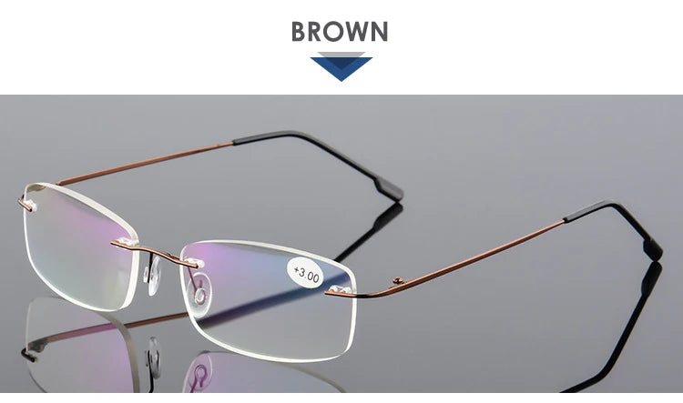 VCKA Rimless Reading Glasses Men Titanium Alloy Fold  Women Square Eyeglasses Presbyopic Frameless Eyewear +1.0 +1.5 +2.0 +2.5