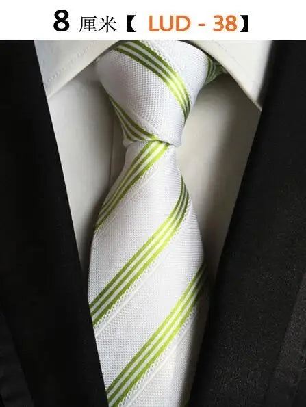 Ricnais Fashion Trend Men Tie 100% Jacquard Woven Silk Mens Ties Necktie 8cm Striped Ties for Men Business Suit Wedding Party