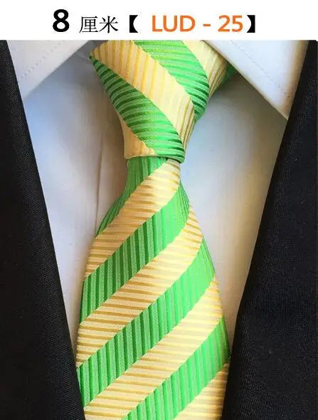 Ricnais Fashion Trend Men Tie 100% Jacquard Woven Silk Mens Ties Necktie 8cm Striped Ties for Men Business Suit Wedding Party