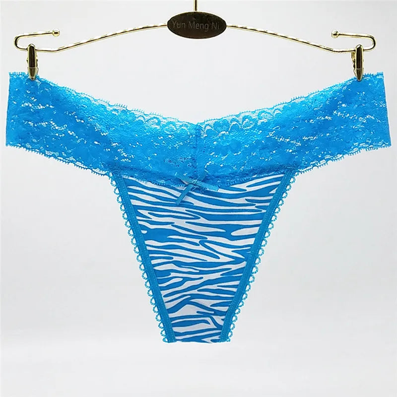Hot Selling 1pc/Lot Women's Lace Panties Girl Briefs Sexy Spot Zebra Pattern G-string Underwear Thong 87205