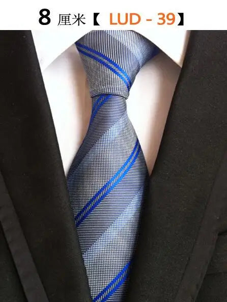 Ricnais Fashion Trend Men Tie 100% Jacquard Woven Silk Mens Ties Necktie 8cm Striped Ties for Men Business Suit Wedding Party