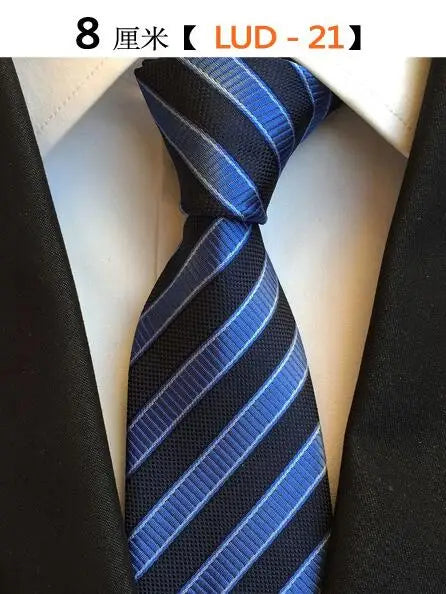 Ricnais Fashion Trend Men Tie 100% Jacquard Woven Silk Mens Ties Necktie 8cm Striped Ties for Men Business Suit Wedding Party