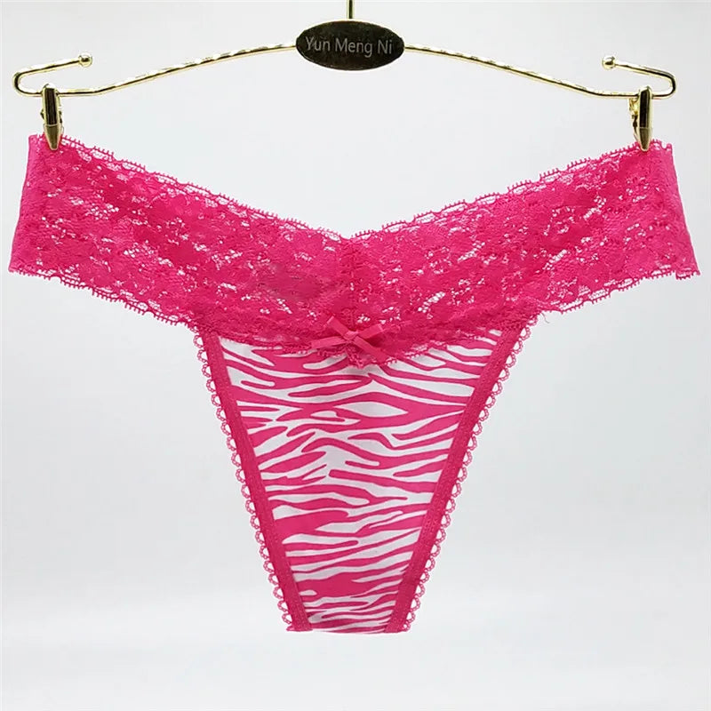 Hot Selling 1pc/Lot Women's Lace Panties Girl Briefs Sexy Spot Zebra Pattern G-string Underwear Thong 87205