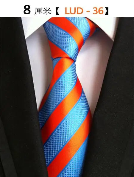 Ricnais Fashion Trend Men Tie 100% Jacquard Woven Silk Mens Ties Necktie 8cm Striped Ties for Men Business Suit Wedding Party