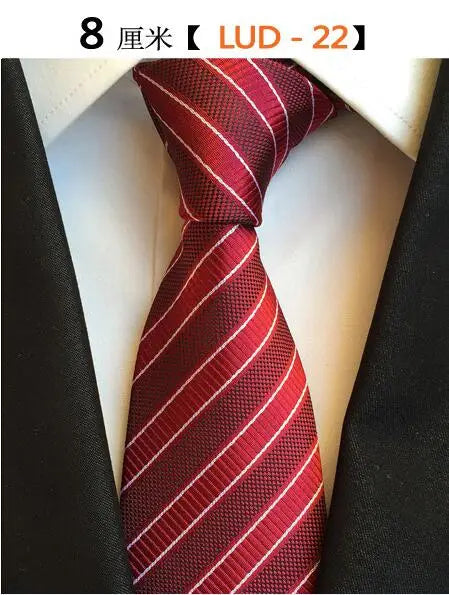 Ricnais Fashion Trend Men Tie 100% Jacquard Woven Silk Mens Ties Necktie 8cm Striped Ties for Men Business Suit Wedding Party