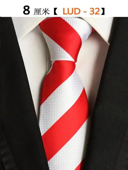 Ricnais Fashion Trend Men Tie 100% Jacquard Woven Silk Mens Ties Necktie 8cm Striped Ties for Men Business Suit Wedding Party