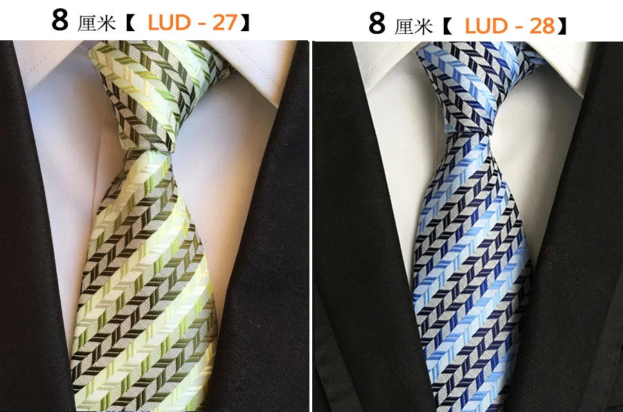 Ricnais Fashion Trend Men Tie 100% Jacquard Woven Silk Mens Ties Necktie 8cm Striped Ties for Men Business Suit Wedding Party