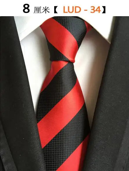 Ricnais Fashion Trend Men Tie 100% Jacquard Woven Silk Mens Ties Necktie 8cm Striped Ties for Men Business Suit Wedding Party