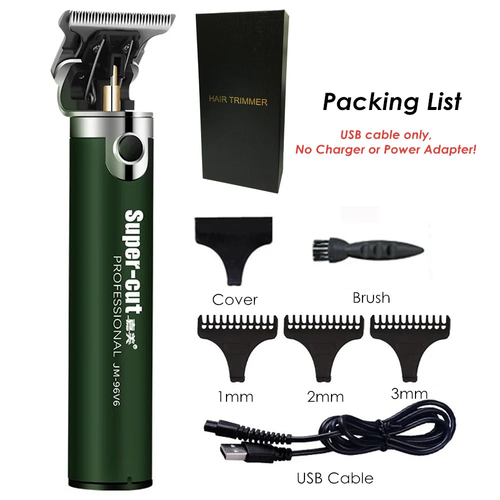Professional USB Rechargeable Hair Clipper Electric Hair Trimmer Beard Shaving Machine 0mm Men Barber Haircut Tool 18650 Lithium