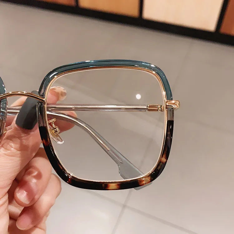 Fashion Blue Light Blocking Myopia Glasses 0 TO -6 Unisex Clear Lens Computer Goggles Ovesized Square Women's Spectacle Frames