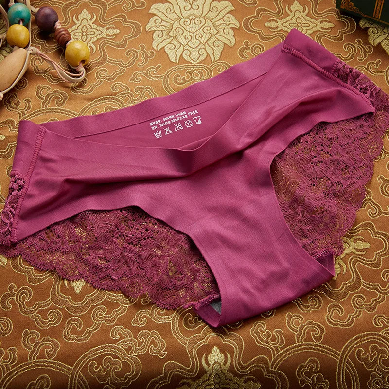 BZEL Sexy Lace Underwear Women's Panties Cozy Comfort Lingerie Hot Sale Ice Silk Briefs Seamless Panties Skin-Friendly Underpant