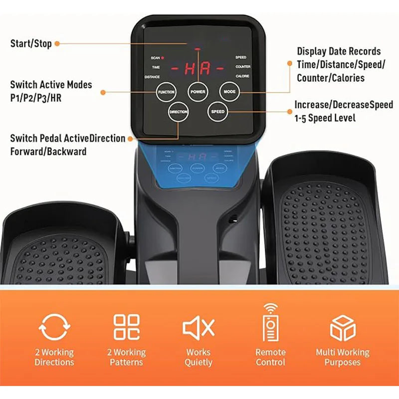 High Quality ABS Material Mini Stepper Electric Cross Trainer Bike Home Use Desk Elliptical Exercise Bike Remote Control