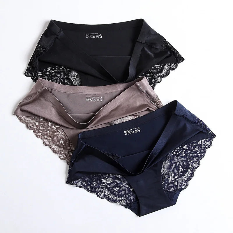 BZEL Sexy Lace Underwear Women's Panties Cozy Comfort Lingerie Hot Sale Ice Silk Briefs Seamless Panties Skin-Friendly Underpant