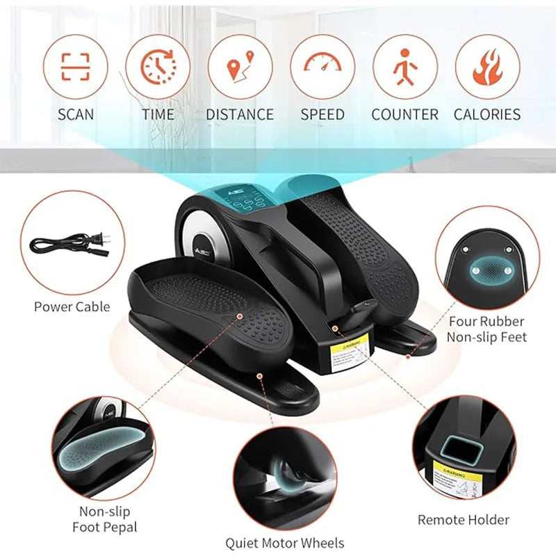 High Quality ABS Material Mini Stepper Electric Cross Trainer Bike Home Use Desk Elliptical Exercise Bike Remote Control