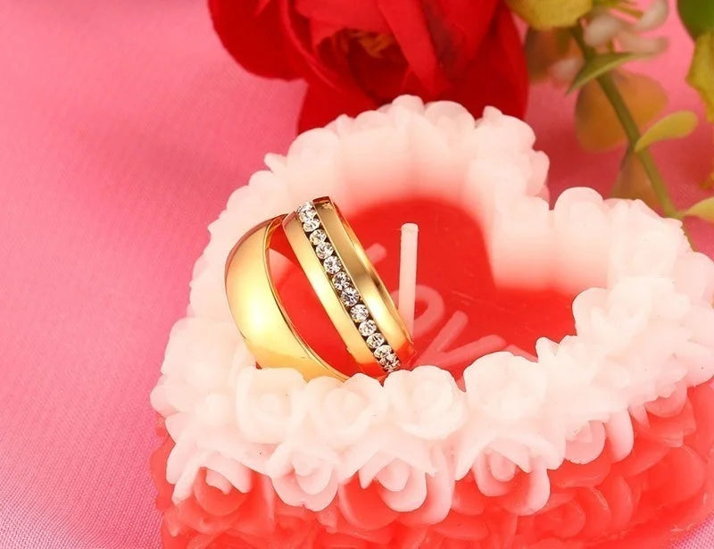 Vnox Gold Color Wedding Bands Ring for Women Men Jewelry Stainless Steel Engagement Ring Couple Anniversary Gift Amazing Price