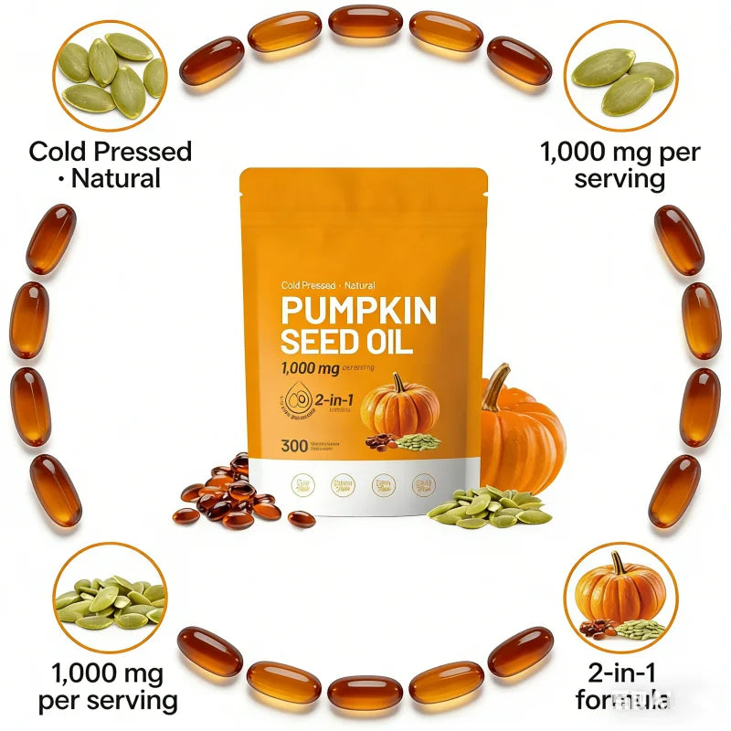 Cold Pressed Pumpkin Seed Oil Supplement Supports Urinary Prostate Health USA Warehouse Delivery