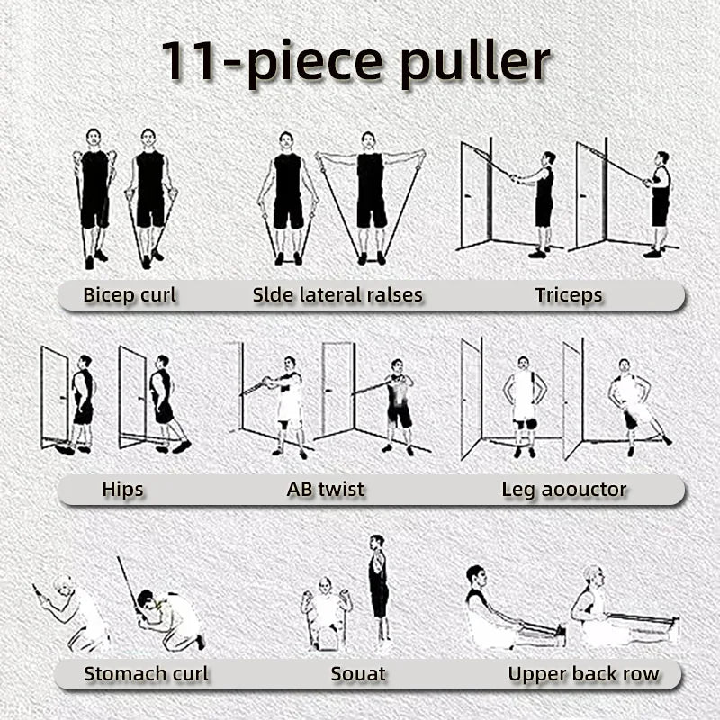 11 Pcs Latex Resistance Band Set Yoga Natural Rubber Exercise Bands Gym Accessories Resist Band Tube Resistance Leagues Sport