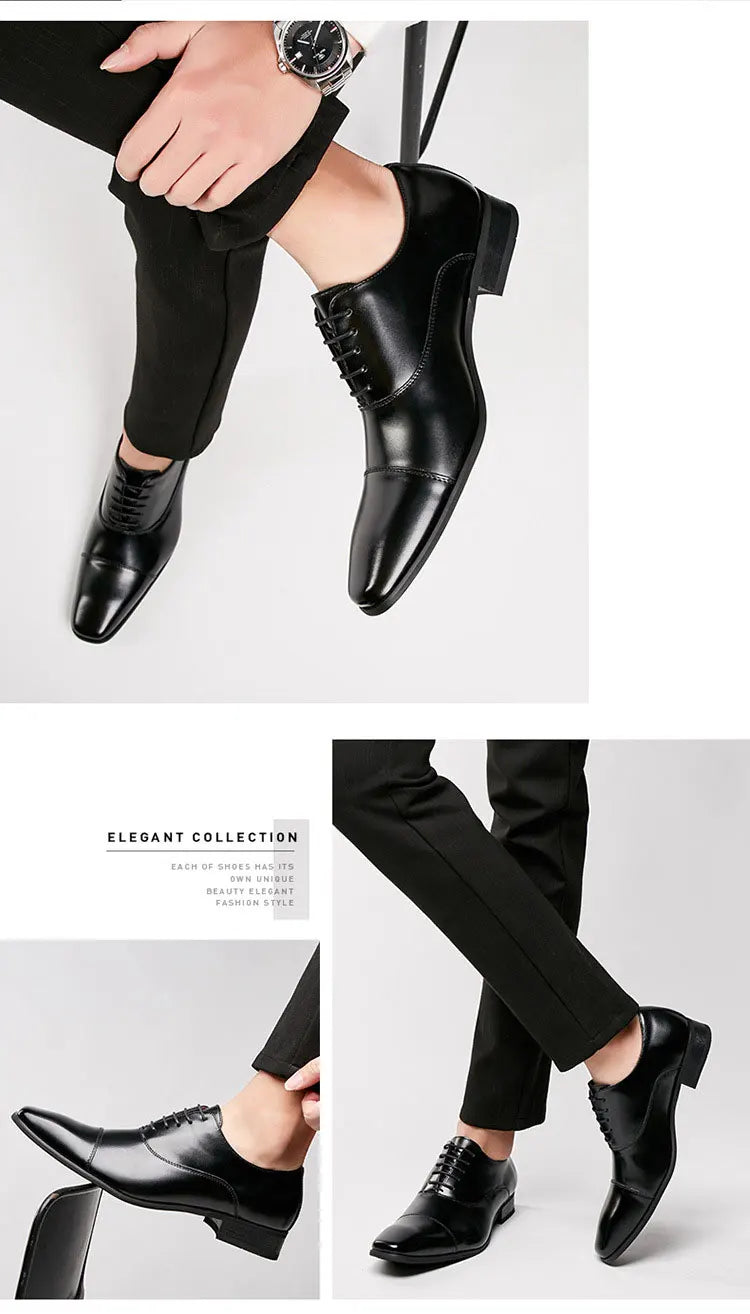 2025 Business New Fashion Men Dress Shoes Leather Men Wedding Oxford Shoes Lace-Up Office Suit Men's Casual Shoes Luxury Formal