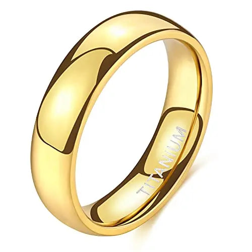 TIGRADE 2mm 4mm 6mm Titanium Ring Men Women 14K Gold Plated Dome High Polished Wedding Band Unisex Comfort Fit Size 3-13.5