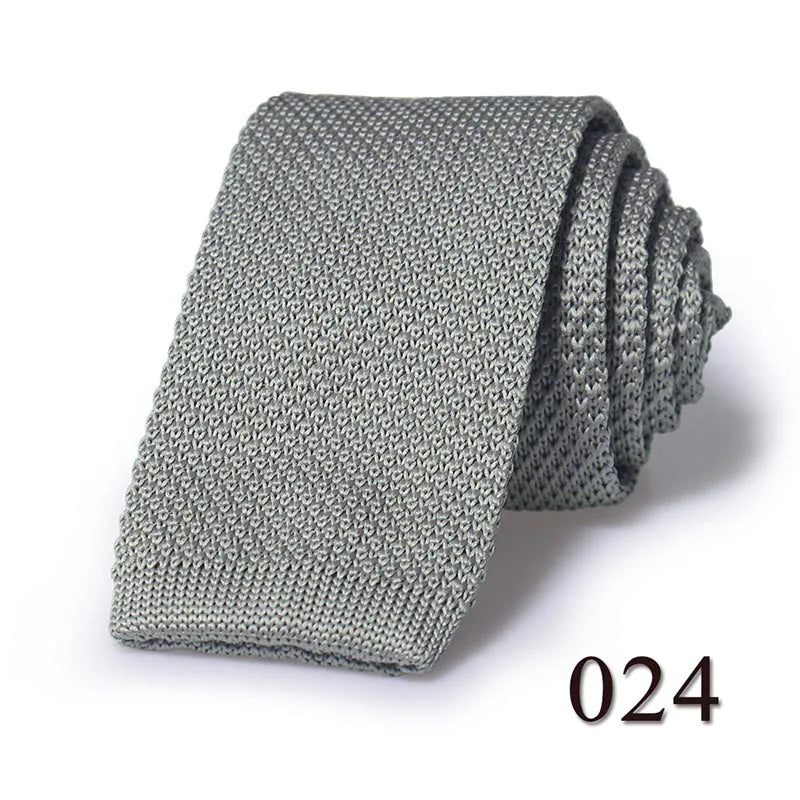 HUISHI Knit Tie Slim Fashion Knitted Ties For Men Solid Black White Gray Blue Burgundy Knitted Necktie 5.5cm Skinny Men Necktie