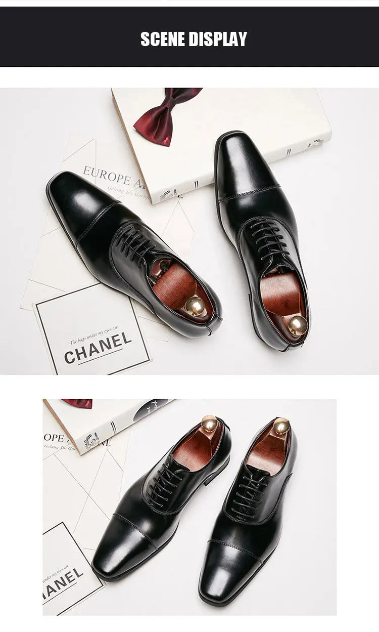 2025 Business New Fashion Men Dress Shoes Leather Men Wedding Oxford Shoes Lace-Up Office Suit Men's Casual Shoes Luxury Formal