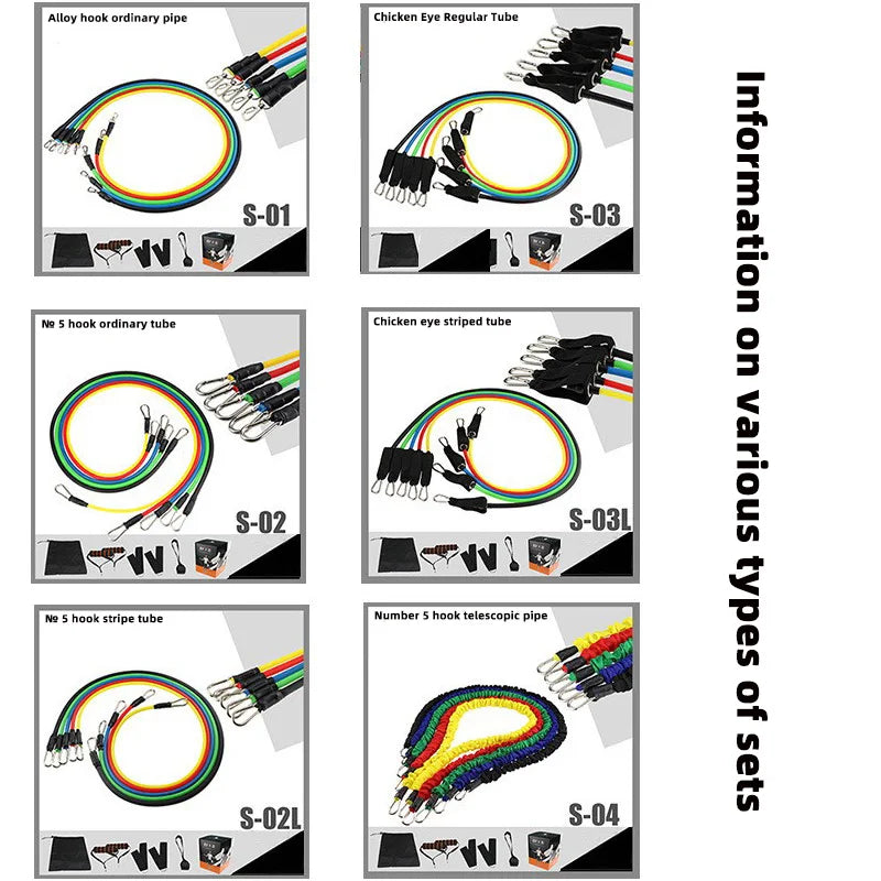 11 Pcs Latex Resistance Band Set Yoga Natural Rubber Exercise Bands Gym Accessories Resist Band Tube Resistance Leagues Sport
